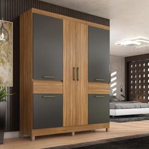 Guarda-roupa Casal 6 Portas 2 Gavetas 160cm Multimóveis Cr35287 Amêndola Grafito Prime