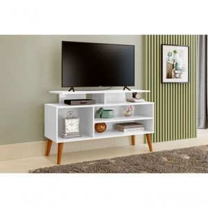 Rack Lion Sala Estar Tv Estante Com Nichos E Prateleiras Cor:branco