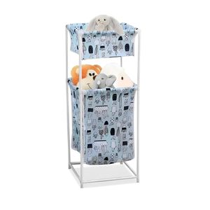 Cesto De Roupa Duplo 2 Andares Organizador Multiuso Com Divisórias Para Banheiro Quarto Lavanderia E Brinquedos