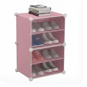 Sapateira Organizador De Roupas Brinquedos Multifuncional Desmontável Armário 4 Prateleiras Rosa