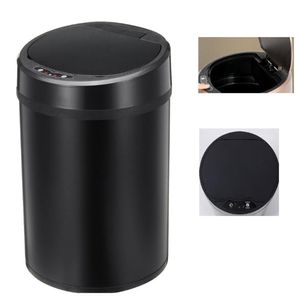 Lixeira Automática Preta Grande 12 Litros Sensor Inteligente Cozinha Banheiro Inox Cesto Lixo Black Luxo