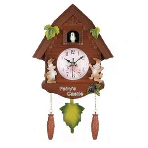 Relógio Cuco Musical Pêndulo Vintage Estilo Madeira Parede Pássaro Decorativo Quartzo Clássico Retrô