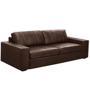 Sofá 3 Lugares Para Sala De Estar Living 205cm Aurora L06 Couro Marrom Café - Lyam Decor