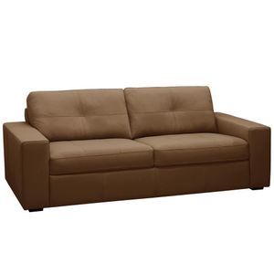 Sofá 3 Lugares Para Sala De Estar Living 235cm Vienne L06 Couro Marrom Claro - Lyam Decor