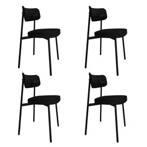 Cadeira Alloa Fixa C/4 Pés 50 X 44,7 X 83,8 Cm C/4 Un. Corriente Preto/courino Preto Corriente Preto/courino Preto