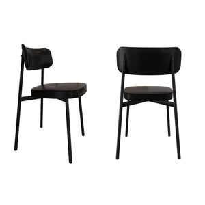 Cadeira Alloa Fixa C/4 Pés 50 X 44,7 X 83,8 Cm C/2 Un. Courino Preto Courino Preto