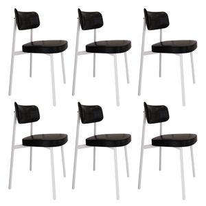 Cadeira Alloa Fixa C/4 Pés 50 X 44,7 X 83,8 Cm C/6 Un. Courino Preto Courino Preto