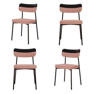Cadeira Mynna Fixa C/4 Pes 525 X 470 X 790 Mm C/4 Un. Lkd.rosa/courino Preto Linked Rosa/courino Preto