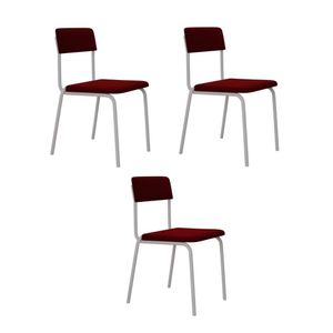 Cadeira Fit Fixa C/4 Pes 475 X 505 X 810 Mm C/3 Un Pés Brancos. Vermelho Vin. Vermelho Vinho
