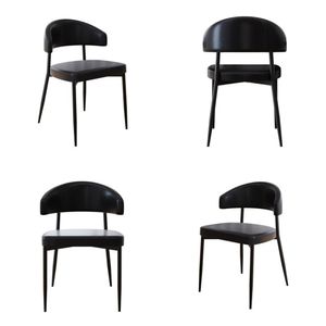 4 Unidades Cadeira Bless Fixa C/4 Pés 53 X 55 X 78cm. Courino Preto Courino Preto