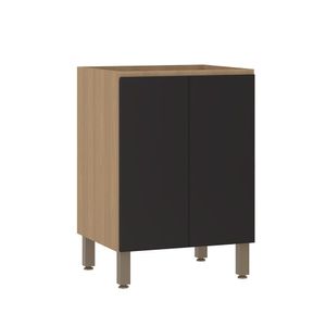 Balcão De Cozinha 60cm 2 Portas Sem Tampo Slim Luciane Móvei Freijó/preto