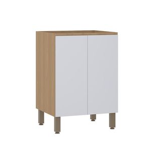 Balcão De Cozinha 60cm 2 Portas Sem Tampo Slim Luciane Móvei Freijó/cinza Cristal