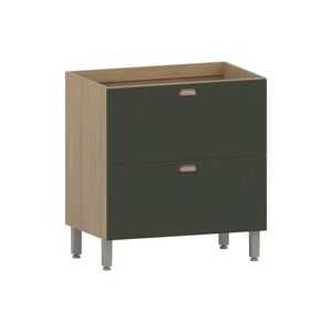 Balcão De Cozinha Sem Tampo 80cm 1 Porta E 1 Gavetão Classic Freijó/verde Amalfi