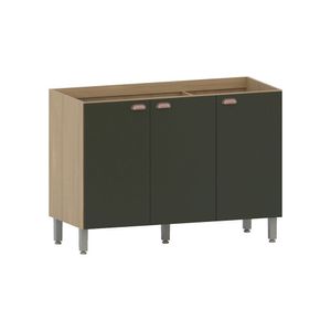 Balcão De Cozinha Para Pia 120cm 3 Portas Sem Tampo Classic Freijó/verde Amalfi