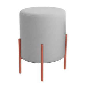 Puff Orgânico Boucle Thor Com Pés De Ferro Rosê - 7 Decor Prata
