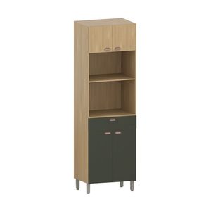 Paneleiro 70cm 3 Portas 1 Gaveta Com Espaço Para Micro-ondas Freijó/freijó Brasil/verde Amalfi