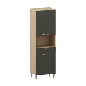 Paneleiro 70cm 4 Portas 1 Gaveta Com Espaço Para Micro-ondas Freijó/verde Amalfi