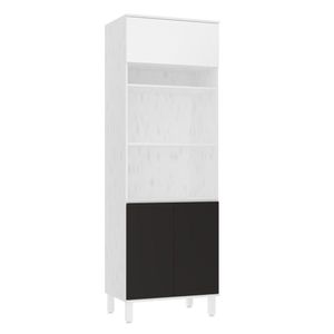 Paneleiro 70cm 3 Portas E 2 Nichos Para Forno Microondas Dor Branco/branco Supremo/preto