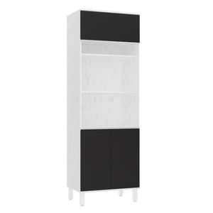 Paneleiro 70cm 3 Portas E 2 Nichos Para Forno Microondas Dor Branco/preto