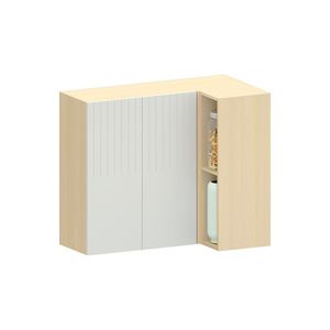 Armário Aéreo Canto Reto 95cm 2 Pts C/ Nicho Aura Luciane Mó Carvalho/cinza Cristal