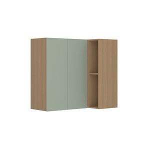 Armário Aéreo Canto Reto 95cm 2 Portas Slim Luciane Móveis Freijó/verde Jade