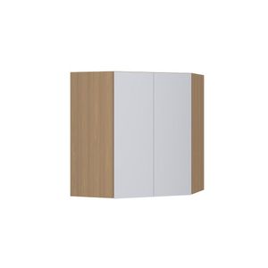 Armário Aéreo Canto Diagonal 74cm 2 Portas Slim Luciane Móve Freijó/cinza Cristal