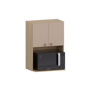 Armário Aéreo 60cm Com Nicho Para Microondas 2 Portas Classi Freijó/petala Rosa