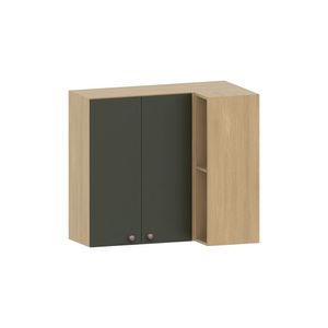 Armário Aéreo De Cozinha Canto Reto 95cm 2 Portas Classic Lu Freijó/verde Amalfi