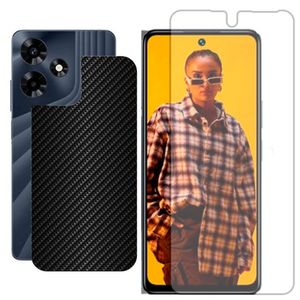 Película Hidrogel + Adesivo Fibra De Carbono Para Infinix Hot 30 - Preta