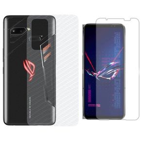 Película Hidrogel + Adesivo Fibra De Carbono Para Asus Rog Phone 6 - Transparente