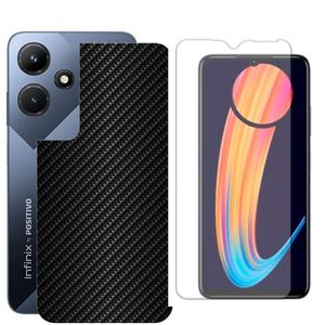 Película Hidrogel + Adesivo Fibra De Carbono Para Infinix Hot 30i - Preta