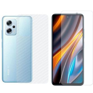 Película Hidrogel + Adesivo Fibra De Carbono Para Xiaomi Poco X4 Gt - Transparente