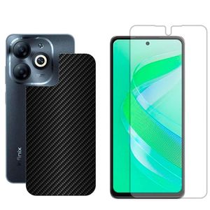 Película Hidrogel + Adesivo Fibra De Carbono Para Infinix Smart 8 Pro - Preta