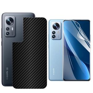 Película Hidrogel + Adesivo Fibra De Carbono Para Xiaomi 12 - Preta