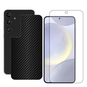 Película Hidrogel + Adesivo Fibra De Carbono Para Samsung Galaxy S24 - Preta