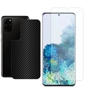 Película Hidrogel + Adesivo Fibra De Carbono Para Samsung Galaxy S20 Plus - Preta
