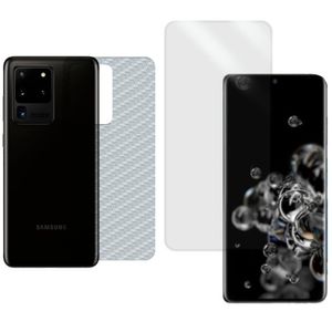 Película Hidrogel + Adesivo Fibra De Carbono Para Samsung Galaxy S20 Ultra - Transparente
