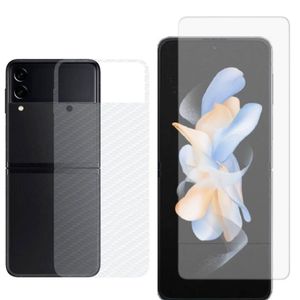 Película Hidrogel + Adesivo Fibra De Carbono Para Samsung Galaxy Z Flip 4 - Transparente