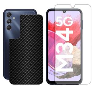 Película Hidrogel + Adesivo Fibra De Carbono Para Samsung Galaxy M34 5g - Preta