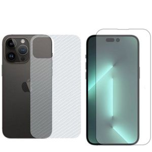 Película Hidrogel + Adesivo Fibra De Carbono Para Iphone 14 Pro Max - Transparente