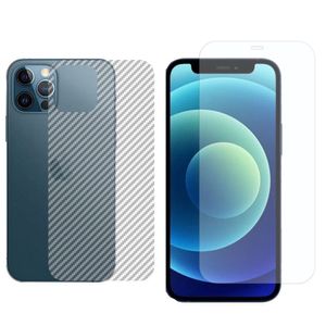 Película Hidrogel + Adesivo Fibra De Carbono Para Iphone 12 Pro Max - Transparente