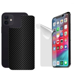 Película Hidrogel + Adesivo Fibra De Carbono Para Iphone 12 - Preta