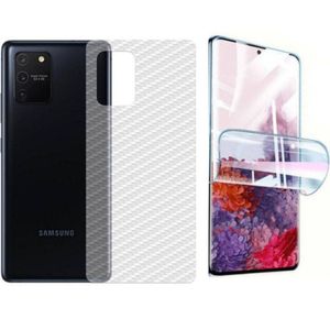 Película Hidrogel + Adesivo Fibra De Carbono Para Samsung Galaxy A91 - Transparente