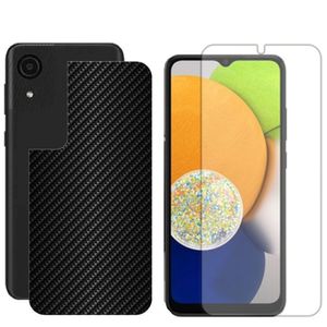 Película Hidrogel + Adesivo Fibra De Carbono Para Samsung Galaxy A03 Core - Preta