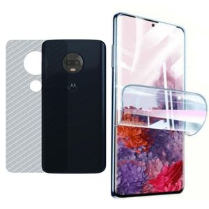 Película Hidrogel + Adesivo Fibra De Carbono Para Moto G7 Plus - Transparente