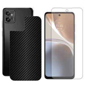 Película Hidrogel + Adesivo Fibra De Carbono Para Motorola G32 - Preta