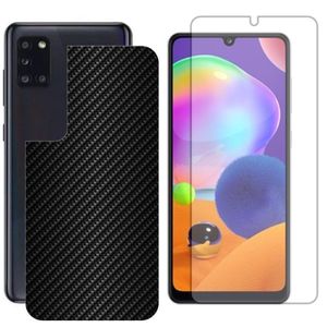 Película Hidrogel + Adesivo Fibra De Carbono Para Samsung Galaxy A31 - Preta