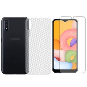 Película Hidrogel + Adesivo Fibra De Carbono Para Samsung Galaxy A01 - Transparente