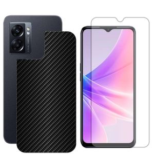 Película Hidrogel + Adesivo Fibra De Carbono Para Oppo A77 - Preta
