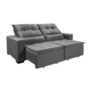 Sofá 5 Lugares Chicago 2.30m Veludo com Pillow Cinza